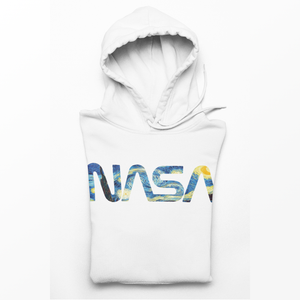 NASA Starry Hoodie Worm Edition (Unisex) Hoodie S / WHITE - From Black Hole Gifts - The #1 Nasa Store In The Galaxy For NASA Hoodies | Nasa Shirts | Nasa Merch | And Science Gifts