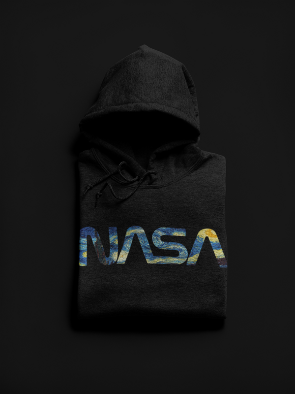 NASA Starry Hoodie Worm Edition (Unisex) Hoodie S / BLACK - From Black Hole Gifts - The #1 Nasa Store In The Galaxy For NASA Hoodies | Nasa Shirts | Nasa Merch | And Science Gifts