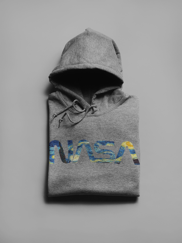 NASA Starry Hoodie Worm Edition (Unisex) Hoodie S / GREY - From Black Hole Gifts - The #1 Nasa Store In The Galaxy For NASA Hoodies | Nasa Shirts | Nasa Merch | And Science Gifts