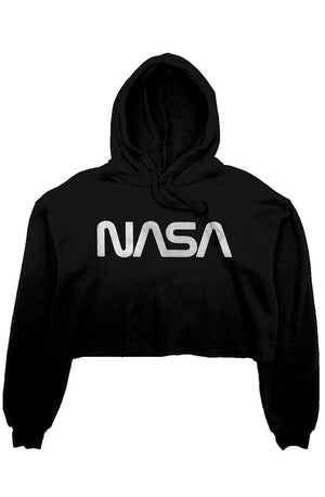 NASA Faded Crop Fleece Women's Hoodie Hoodie s / black - From Black Hole Gifts - The #1 Nasa Store In The Galaxy For NASA Hoodies | Nasa Shirts | Nasa Merch | And Science Gifts