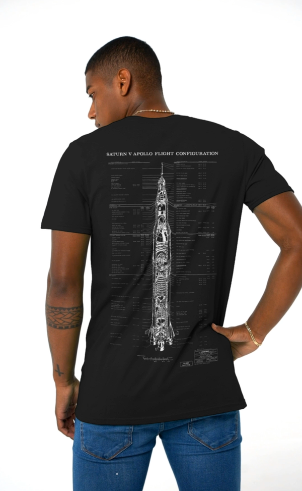 NASA Apollo Saturn-V Blueprint Cotton T-Shirt - From Black Hole Gifts - The #1 Nasa Store In The Galaxy For NASA Hoodies | Nasa Shirts | Nasa Merch | And Science Gifts