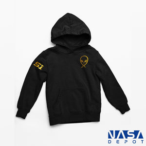 Alienwear Gold Area 51 - Cotton Blend Hoodie Hoodie - From Black Hole Gifts - The #1 Nasa Store In The Galaxy For NASA Hoodies | Nasa Shirts | Nasa Merch | And Science Gifts