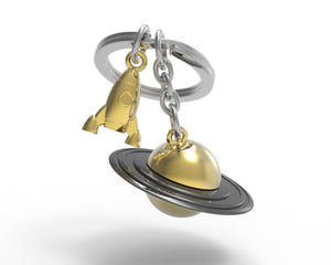 Metalmorphose 3D Outer Space Saturn RocketShip Keychain keychain - From Black Hole Gifts - The #1 Nasa Store In The Galaxy For NASA Hoodies | Nasa Shirts | Nasa Merch | And Science Gifts
