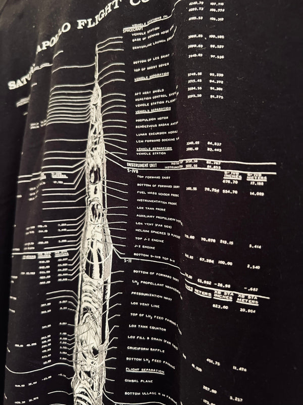 NASA Apollo Saturn-V Blueprint Cotton T-Shirt - From Black Hole Gifts - The #1 Nasa Store In The Galaxy For NASA Hoodies | Nasa Shirts | Nasa Merch | And Science Gifts