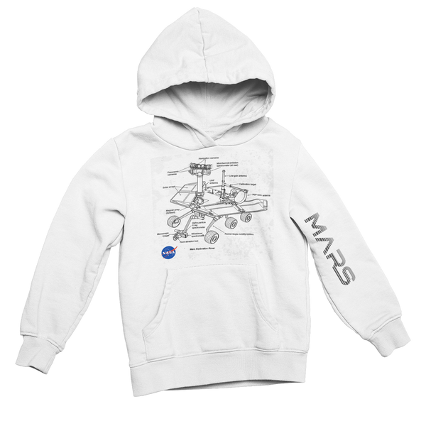 Mars Rover Nasa Blueprint Hoodie Hoodie Small / WHITE - From Nasa Depot - The #1 Nasa Store In The Galaxy For NASA Hoodies | Nasa Shirts | Nasa Merch | And Science Gifts