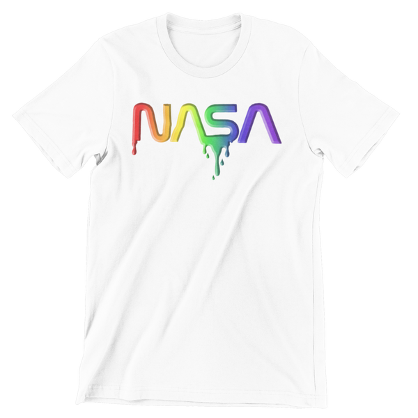 NASA Rainbow Dripped Shirt SMALL / White - From Black Hole Gifts - The #1 Nasa Store In The Galaxy For NASA Hoodies | Nasa Shirts | Nasa Merch | And Science Gifts
