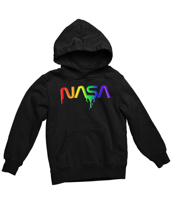NASA Dripped Cotton Blend Hoodie Hoodie Black Rainbow Edition / Small - From Black Hole Gifts - The #1 Nasa Store In The Galaxy For NASA Hoodies | Nasa Shirts | Nasa Merch | And Science Gifts