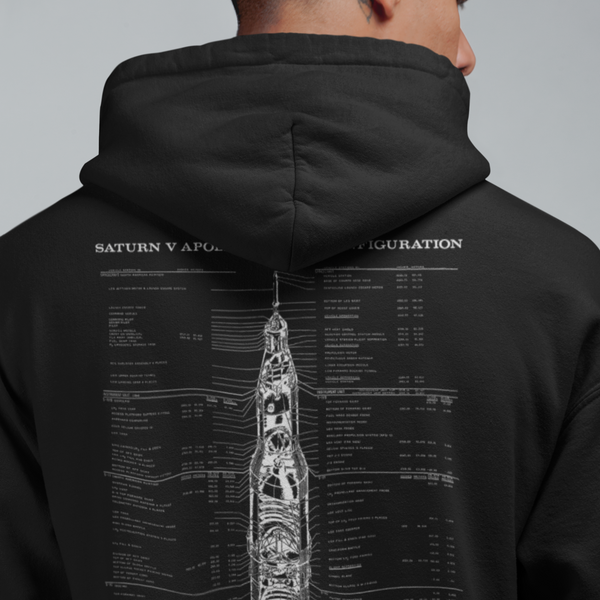 NASA Apollo Saturn-V Blueprint Cotton Hoodie hoodies - From Black Hole Gifts - The #1 Nasa Store In The Galaxy For NASA Hoodies | Nasa Shirts | Nasa Merch | And Science Gifts