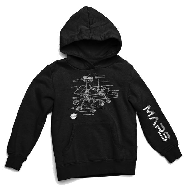 Mars Rover Nasa Blueprint Hoodie Hoodie Small / BLACK - From Nasa Depot - The #1 Nasa Store In The Galaxy For NASA Hoodies | Nasa Shirts | Nasa Merch | And Science Gifts